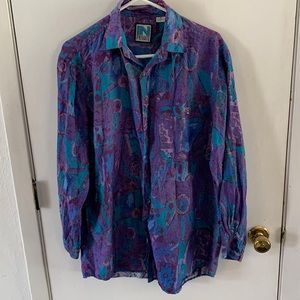 In Private vintage 90s bold print long sleeve silk blouse size medium